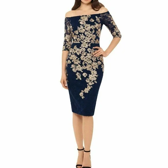 green emerald velvet dress Xscape Evenings 